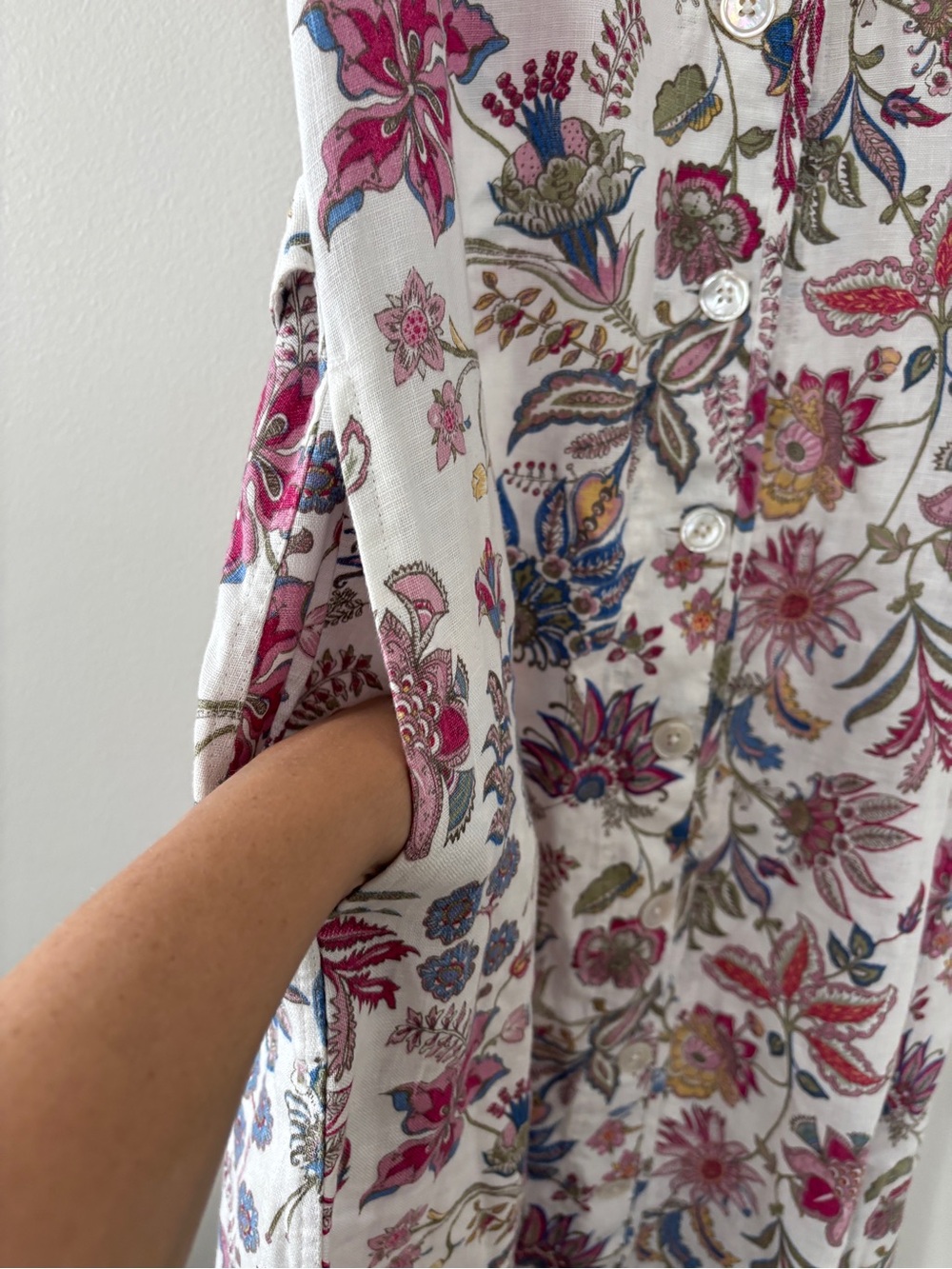 Polo Ralph Lauren 100% Linen Midi Length Floral Dress V-Neck Short Sleeve Size 8 - Picture 13 of 15
